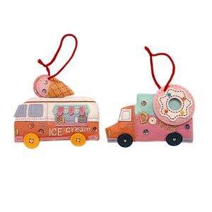 2 Ornaments TARGET 2022 WONDERSHOP Felt Ice Cream & Donut Truck Christmas